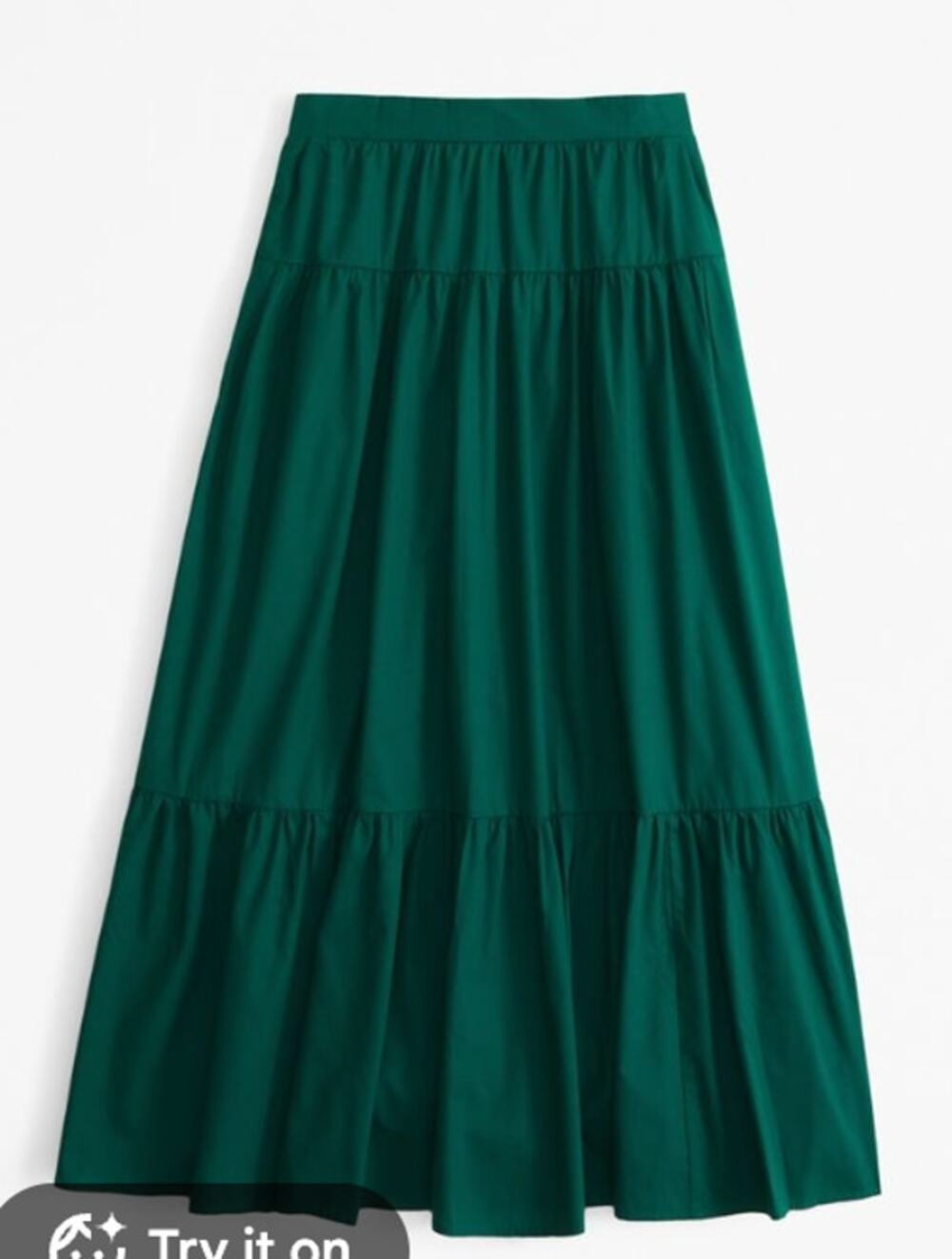 Abercrombie Tiered Cotton Poplin Maxi Skirt Green Large
